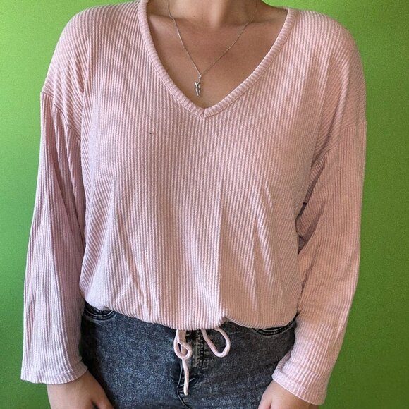 Casual slouchy ribbed sweater with long sleeve and draw string waist / H&M - Picture 1 of 6